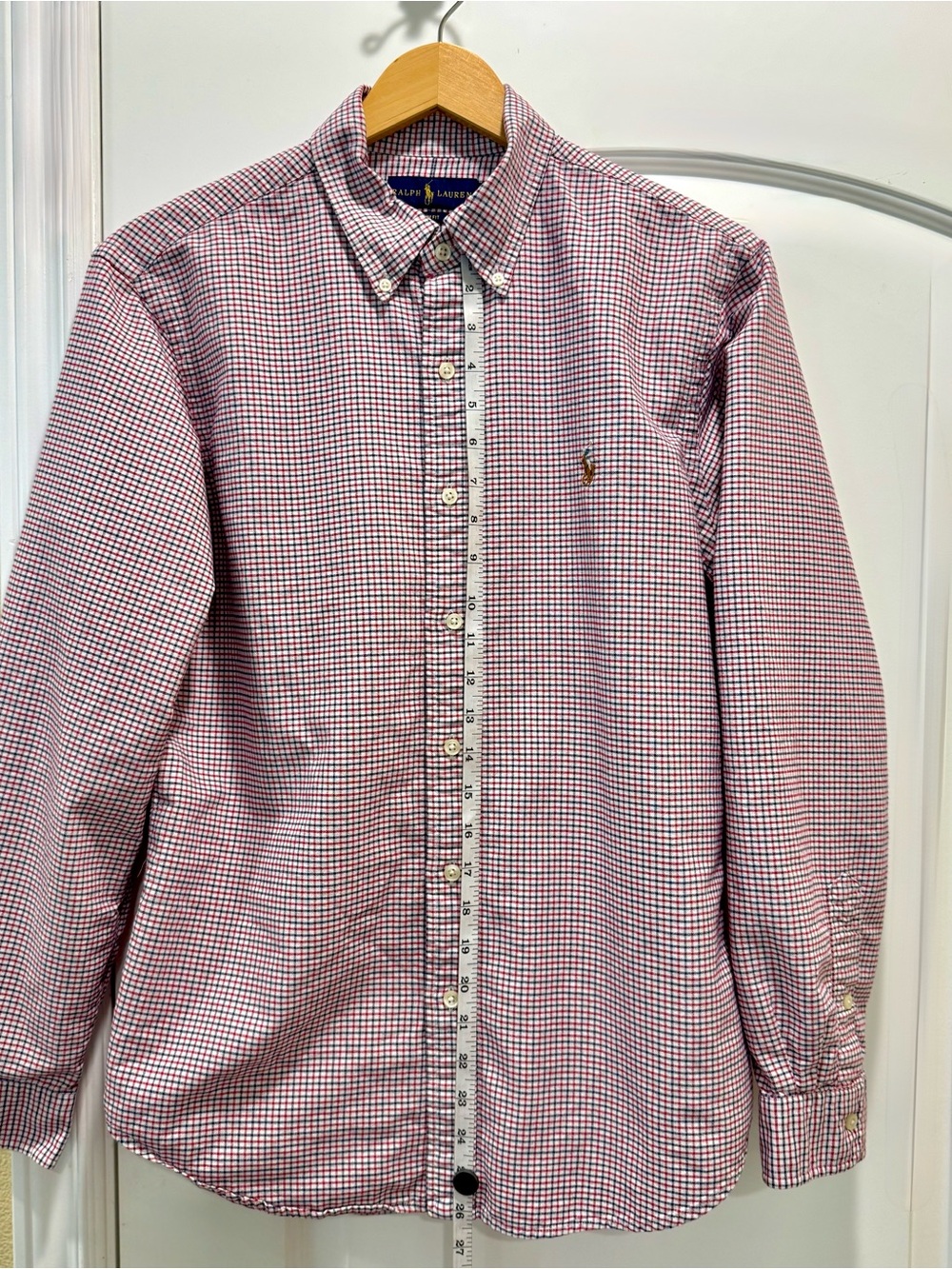 Ralph Lauren Red and White Checked Button-Down Shirt - Picture 4 of 8